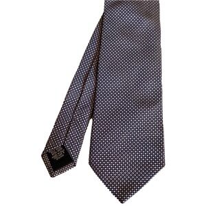 Boss Hugo Boss blue and white geometric print silk tie